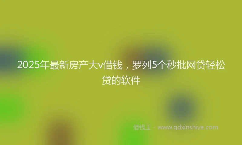 2025年最新房产大v借钱，罗列5个秒批网贷轻松贷的软件
