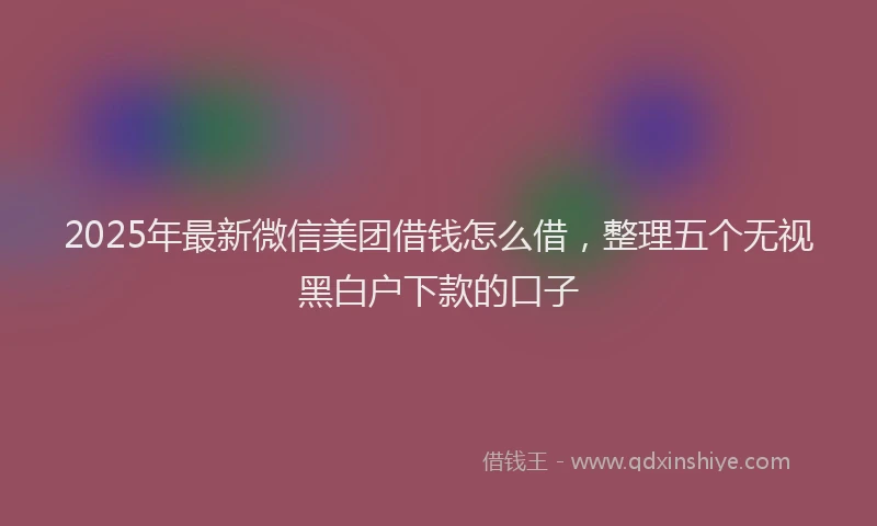 2025年最新微信美团借钱怎么借，整理五个无视黑白户下款的口子