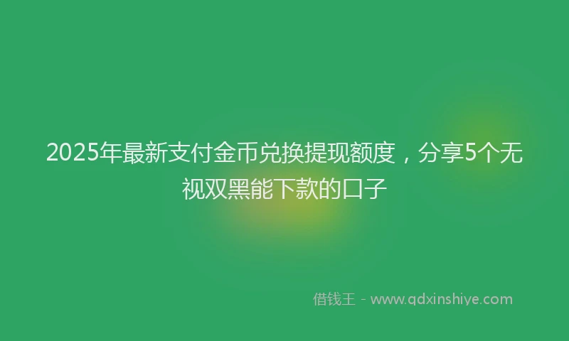 2025年最新支付金币兑换提现额度，分享5个无视双黑能下款的口子