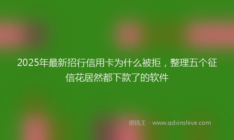 2025年最新招行信用卡为什么被拒，整理五个征信花居然都下款了的软件
