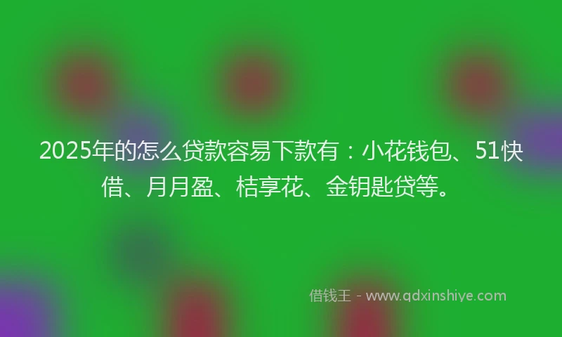 2025年的怎么贷款容易下款有：小花钱包、51快借、月月盈、桔享花、金钥匙贷等。