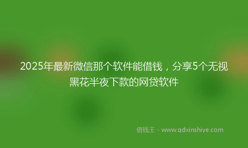2025年最新微信那个软件能借钱，分享5个无视黑花半夜下款的网贷软件