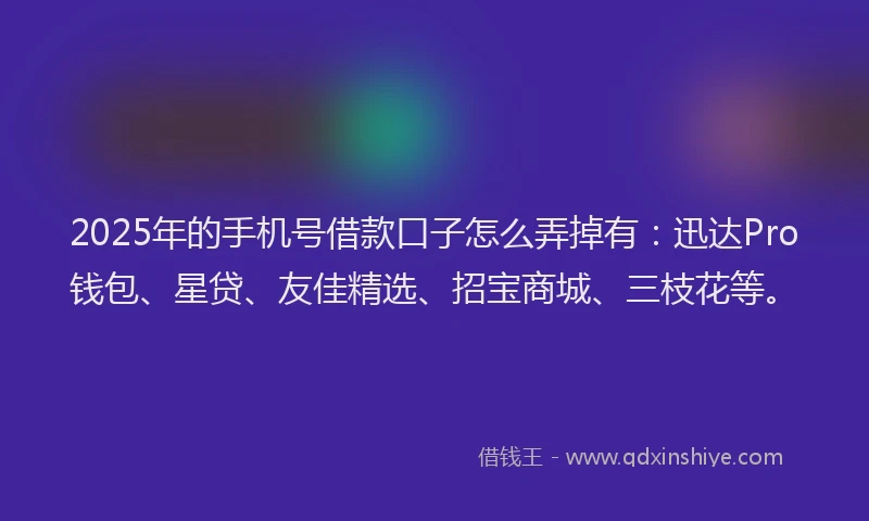 2025年的手机号借款口子怎么弄掉有：迅达Pro钱包、星贷、友佳精选、招宝商城、三枝花等。