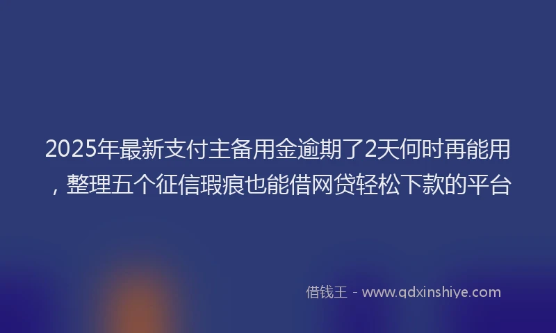2025年最新支付主备用金逾期了2天何时再能用，整理五个征信瑕疵也能借网贷轻松下款的平台