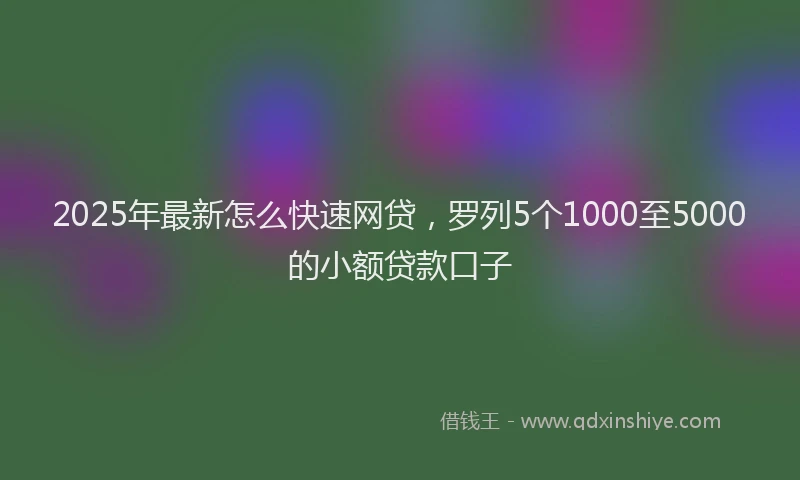 2025年最新怎么快速网贷，罗列5个1000至5000的小额贷款口子