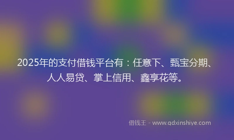 2025年的支付借钱平台有：任意下、甄宝分期、人人易贷、掌上信用、鑫享花等。