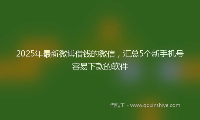 2025年最新微博借钱的微信，汇总5个新手机号容易下款的软件