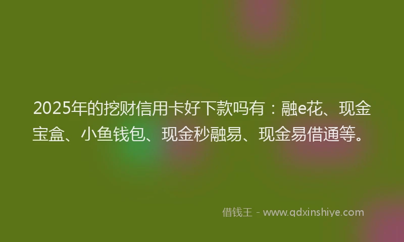 2025年的挖财信用卡好下款吗有：融e花、现金宝盒、小鱼钱包、现金秒融易、现金易借通等。