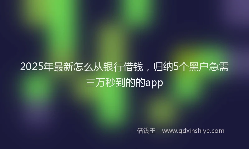 2025年最新怎么从银行借钱，归纳5个黑户急需三万秒到的的app