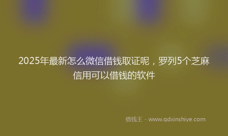 2025年最新怎么微信借钱取证呢，罗列5个芝麻信用可以借钱的软件