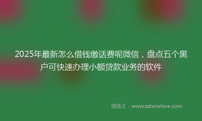 2025年最新怎么借钱缴话费呢微信，盘点五个黑户可快速办理小额贷款业务的软件