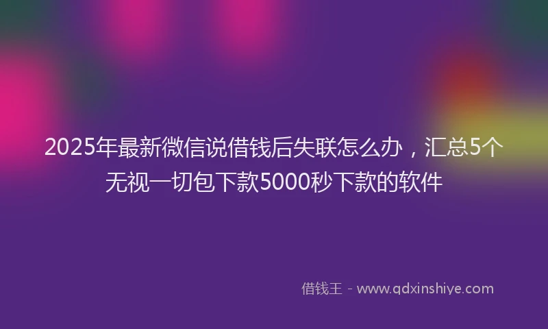 2025年最新微信说借钱后失联怎么办，汇总5个无视一切包下款5000秒下款的软件