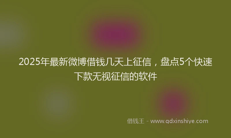 2025年最新微博借钱几天上征信，盘点5个快速下款无视征信的软件