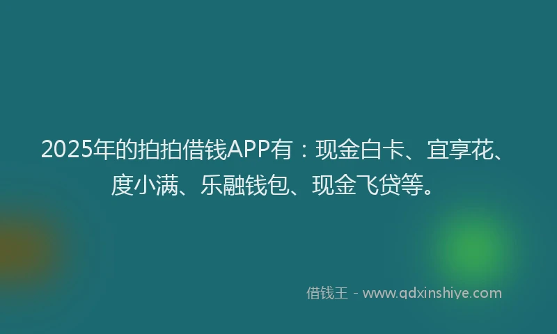 2025年的拍拍借钱APP有：现金白卡、宜享花、度小满、乐融钱包、现金飞贷等。