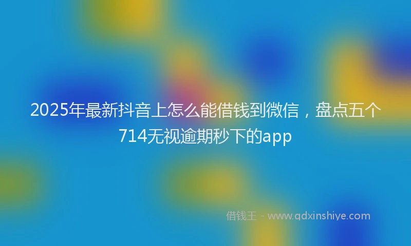 2025年最新抖音上怎么能借钱到微信，盘点五个714无视逾期秒下的app