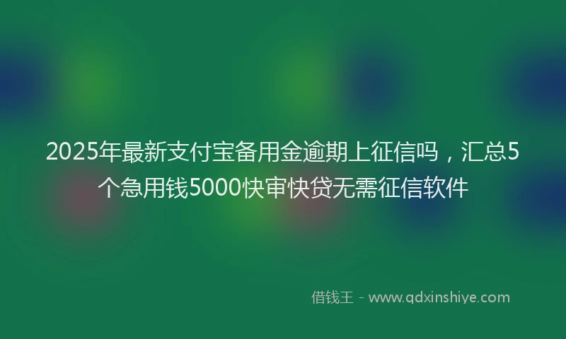 2025年最新支付宝备用金逾期上征信吗，汇总5个急用钱5000快审快贷无需征信软件