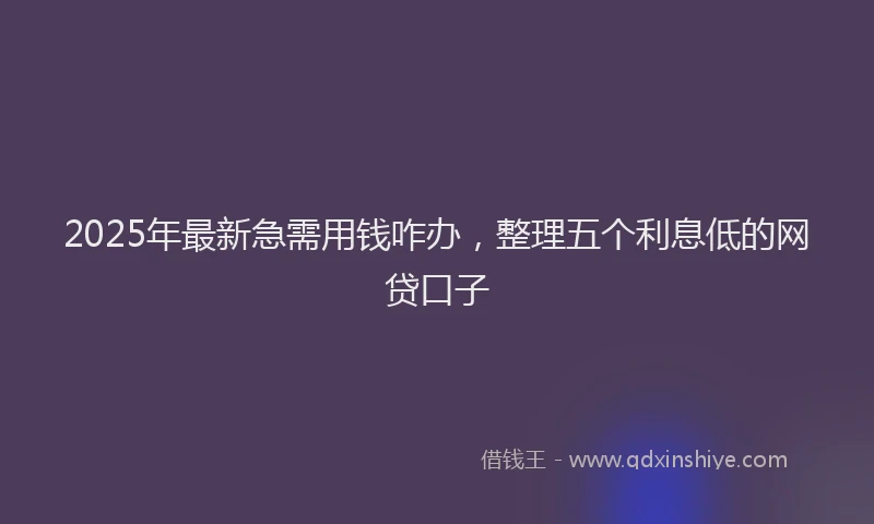 2025年最新急需用钱咋办，整理五个利息低的网贷口子