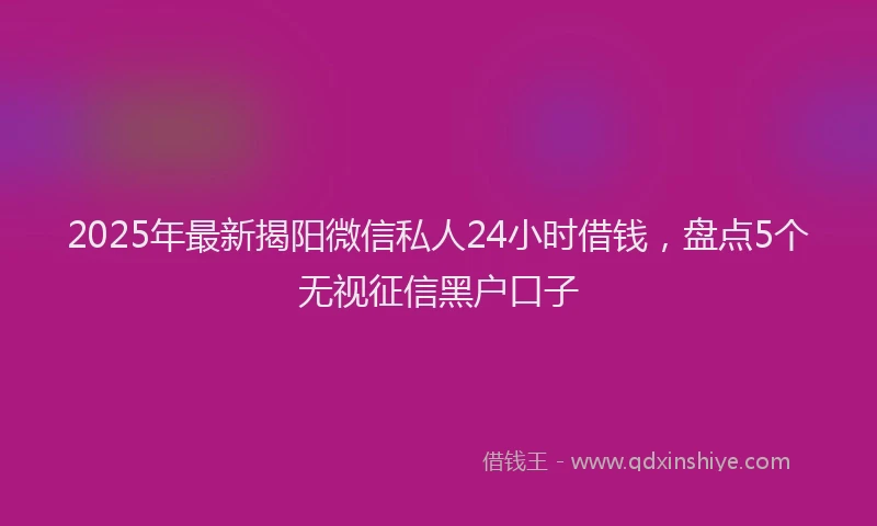 2025年最新揭阳微信私人24小时借钱，盘点5个无视征信黑户口子