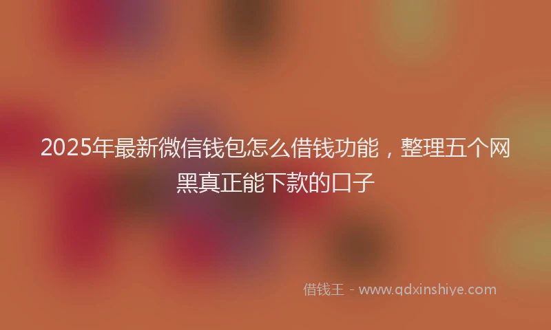 2025年最新微信钱包怎么借钱功能，整理五个网黑真正能下款的口子