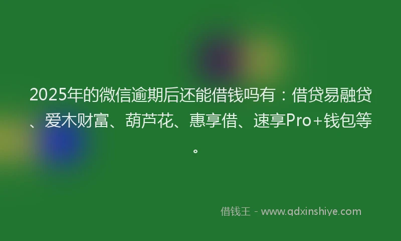2025年的微信逾期后还能借钱吗有：借贷易融贷、爱木财富、葫芦花、惠享借、速享Pro+钱包等。