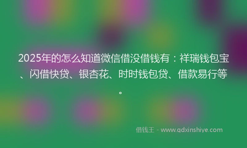 2025年的怎么知道微信借没借钱有：祥瑞钱包宝、闪借快贷、银杏花、时时钱包贷、借款易行等。