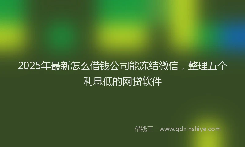 2025年最新怎么借钱公司能冻结微信，整理五个利息低的网贷软件