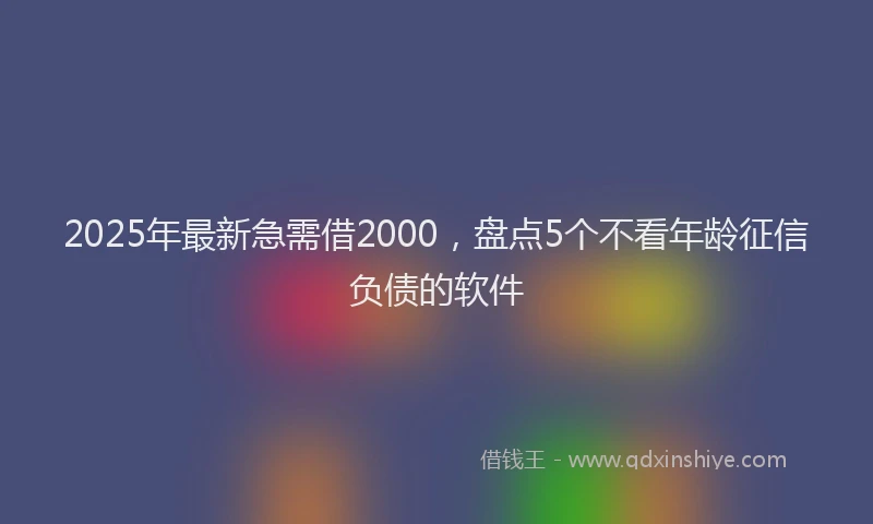2025年最新急需借2000，盘点5个不看年龄征信负债的软件