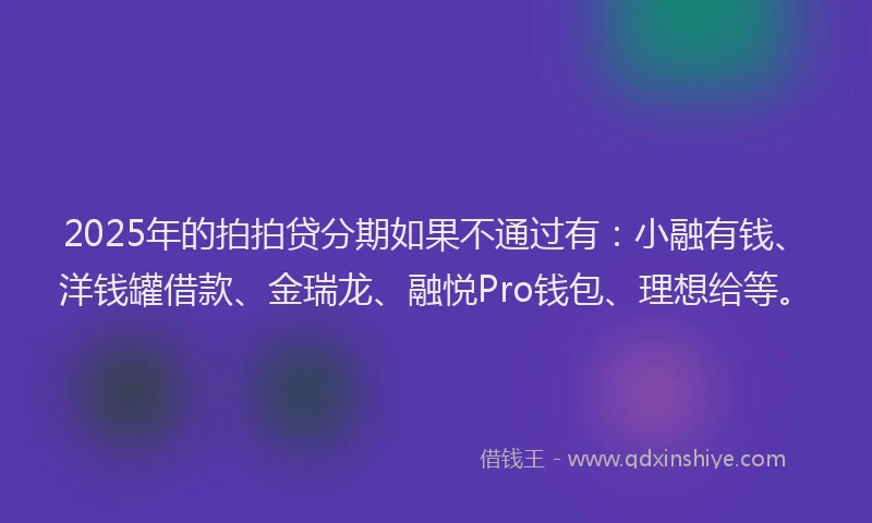 2025年的拍拍贷分期如果不通过有：小融有钱、洋钱罐借款、金瑞龙、融悦Pro钱包、理想给等。