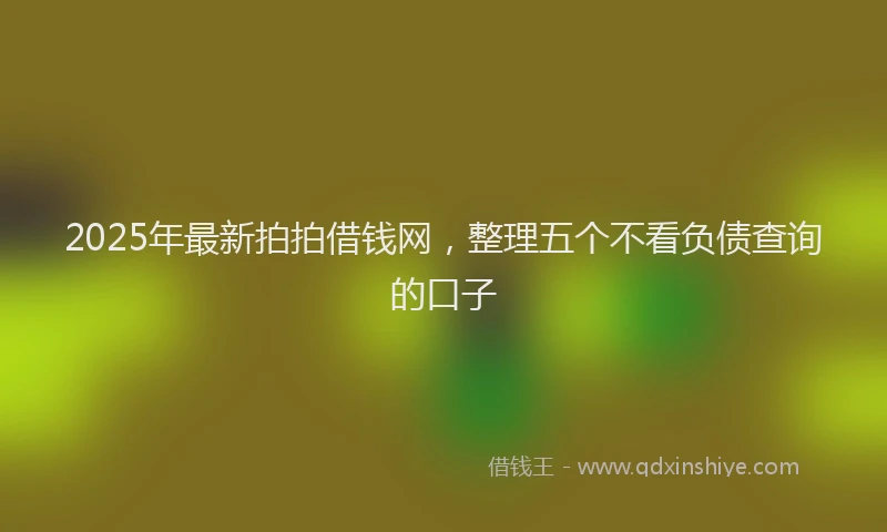 2025年最新拍拍借钱网，整理五个不看负债查询的口子