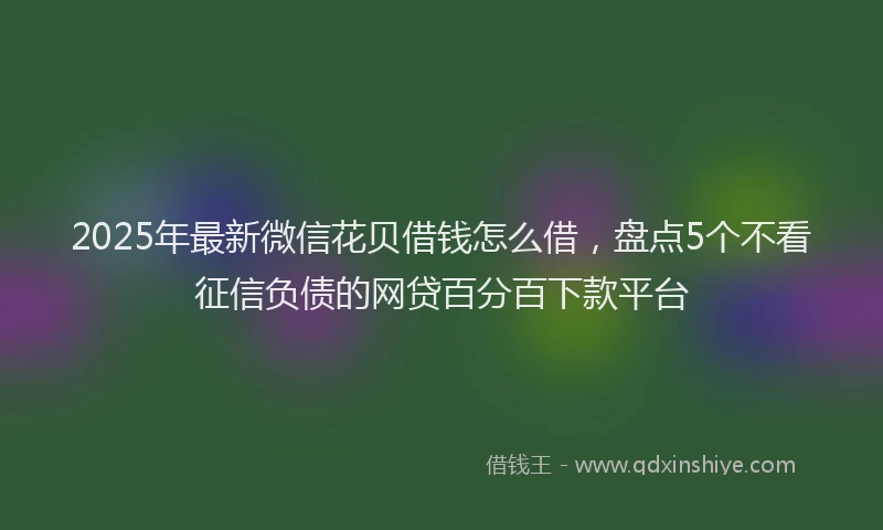 2025年最新微信花贝借钱怎么借，盘点5个不看征信负债的网贷百分百下款平台