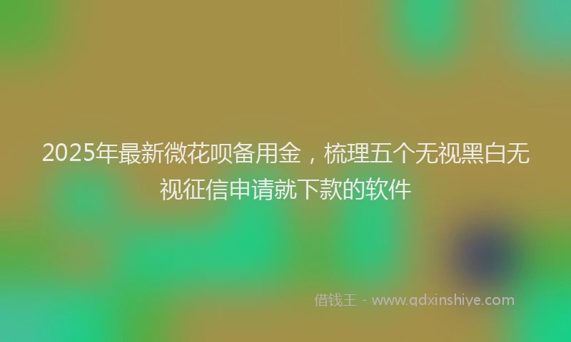 2025年最新微花呗备用金，梳理五个无视黑白无视征信申请就下款的软件