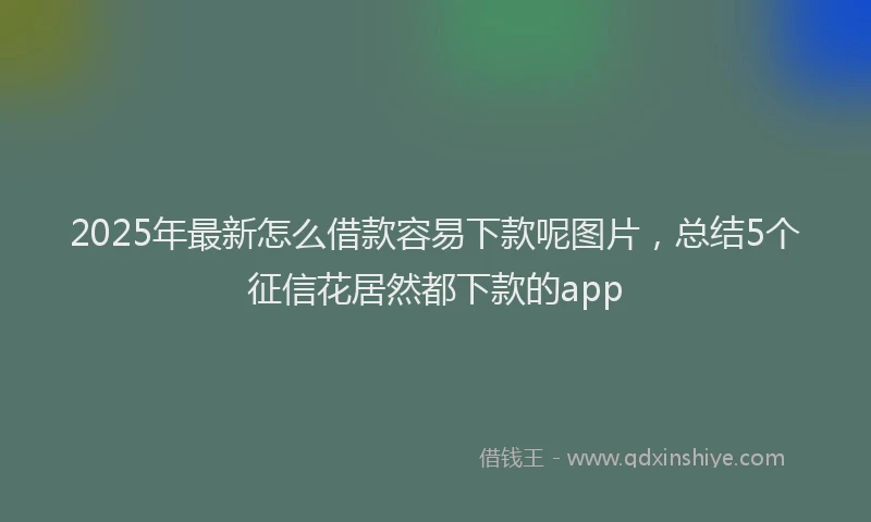 2025年最新怎么借款容易下款呢图片，总结5个征信花居然都下款的app