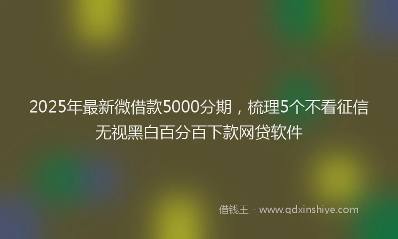 2025年最新微借款5000分期，梳理5个不看征信无视黑白百分百下款网贷软件