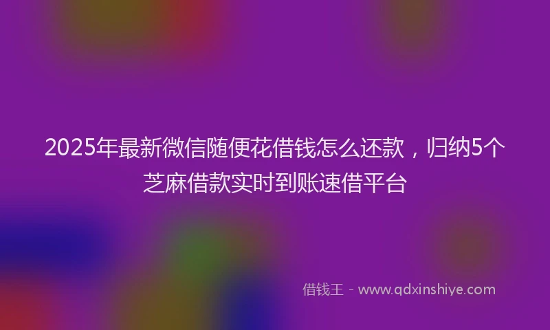 2025年最新微信随便花借钱怎么还款，归纳5个芝麻借款实时到账速借平台