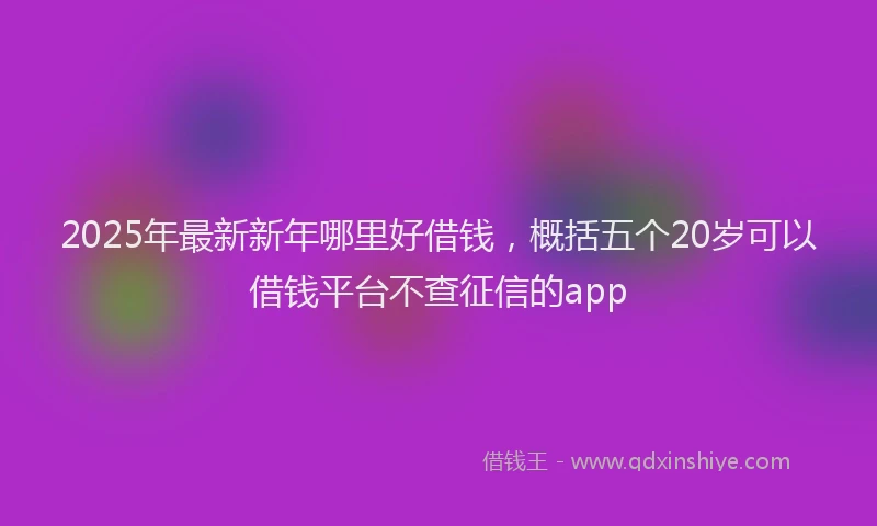 2025年最新新年哪里好借钱，概括五个20岁可以借钱平台不查征信的app
