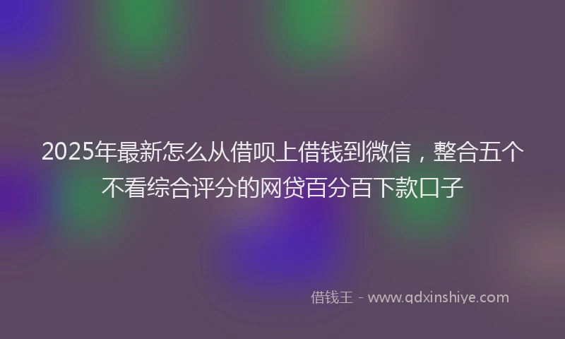2025年最新怎么从借呗上借钱到微信，整合五个不看综合评分的网贷百分百下款口子