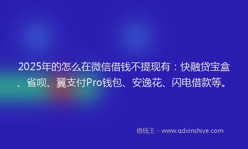 2025年的怎么在微信借钱不提现有：快融贷宝盒、省呗、翼支付Pro钱包、安逸花、闪电借款等。