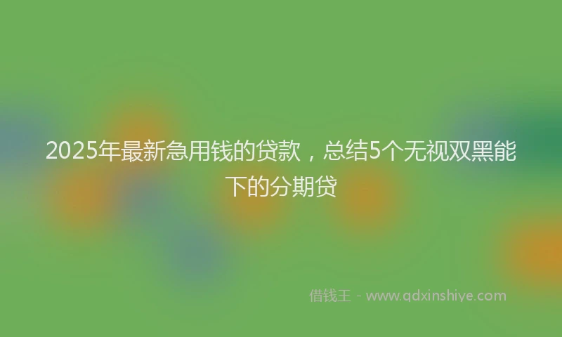 2025年最新急用钱的贷款，总结5个无视双黑能下的分期贷