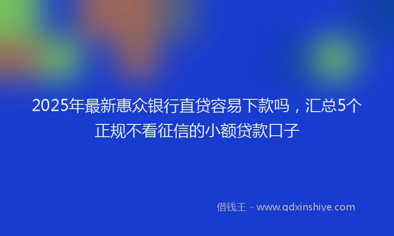 2025年最新惠众银行直贷容易下款吗，汇总5个正规不看征信的小额贷款口子