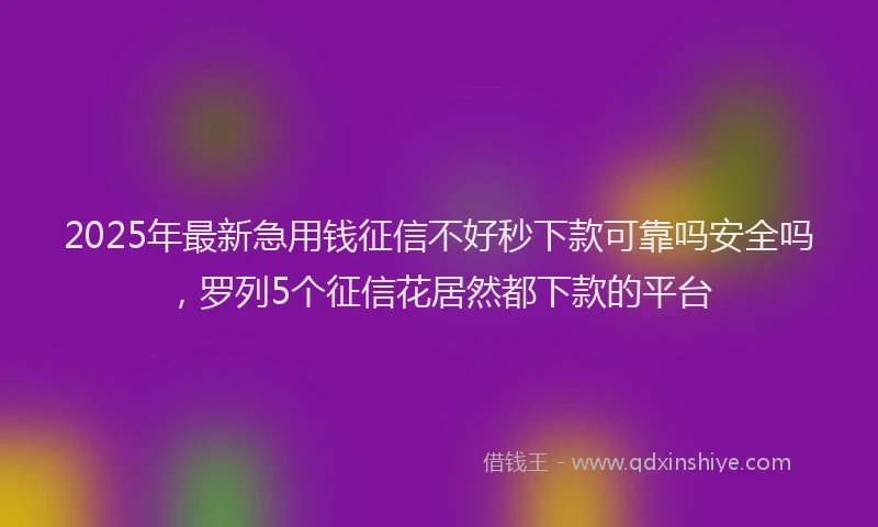 2025年最新急用钱征信不好秒下款可靠吗安全吗，罗列5个征信花居然都下款的平台