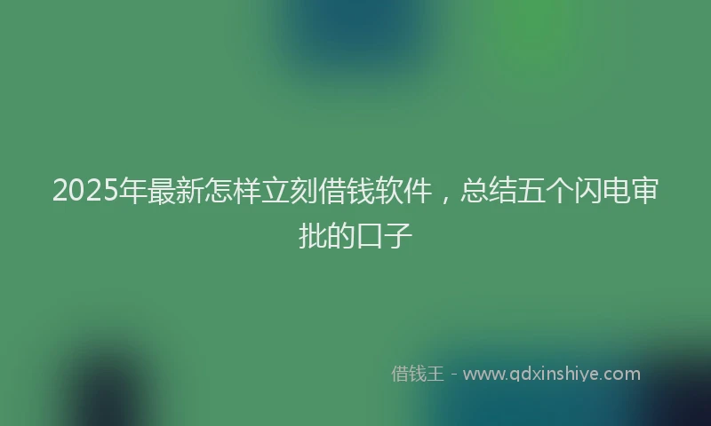 2025年最新怎样立刻借钱软件，总结五个闪电审批的口子