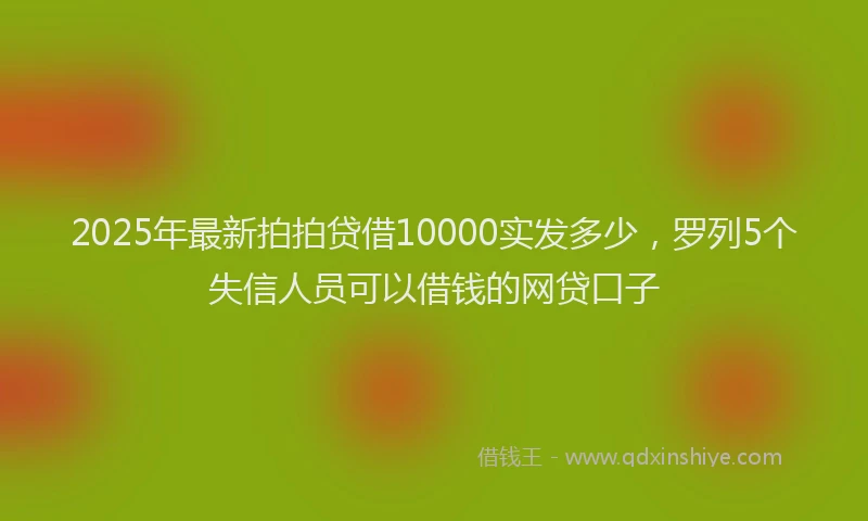 2025年最新拍拍贷借10000实发多少，罗列5个失信人员可以借钱的网贷口子