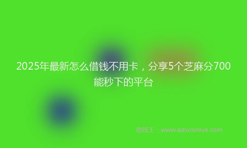 2025年最新怎么借钱不用卡，分享5个芝麻分700能秒下的平台