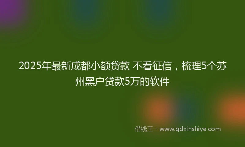 2025年最新成都小额贷款 不看征信，梳理5个苏州黑户贷款5万的软件
