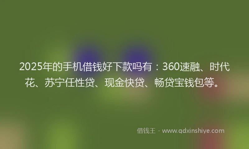 2025年的手机借钱好下款吗有:360速融、时代花、苏宁任性贷、现金快贷、畅贷宝钱包等。