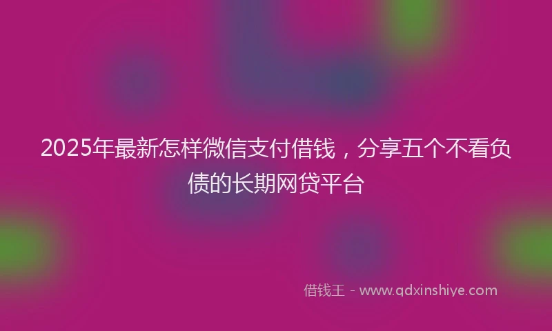 2025年最新怎样微信支付借钱，分享五个不看负债的长期网贷平台