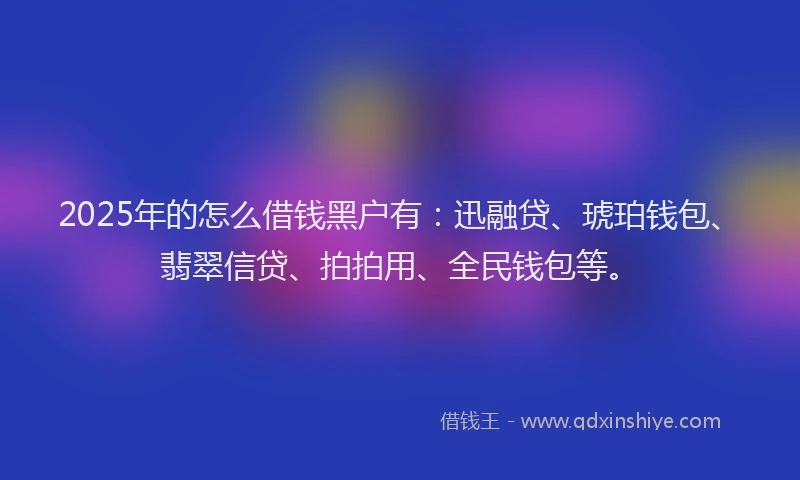 2025年的怎么借钱黑户有：迅融贷、琥珀钱包、翡翠信贷、拍拍用、全民钱包等。