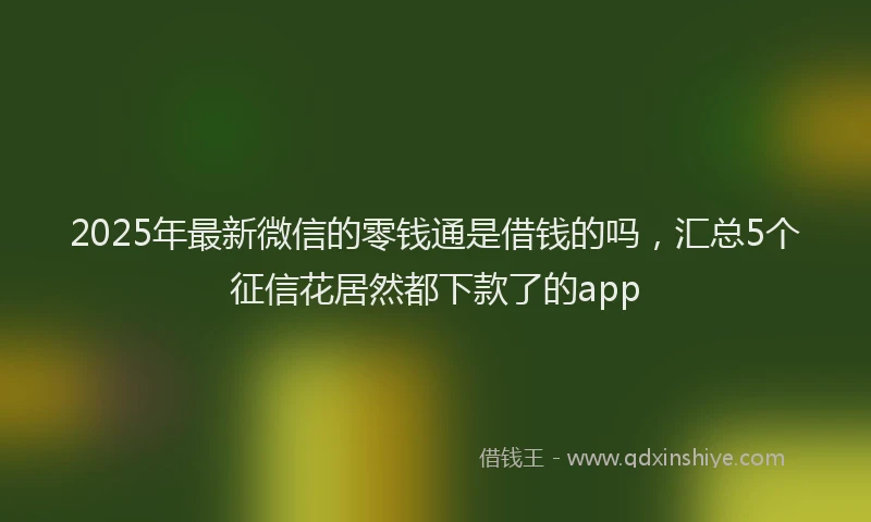 2025年最新微信的零钱通是借钱的吗，汇总5个征信花居然都下款了的app