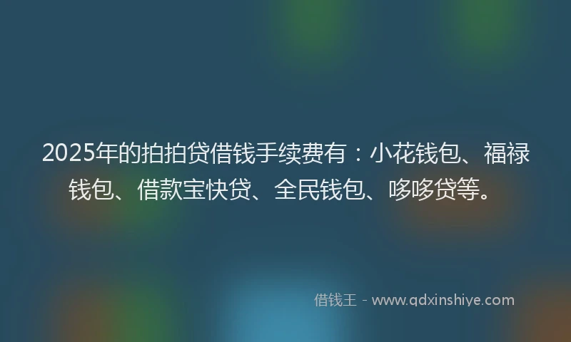 2025年的拍拍贷借钱手续费有：小花钱包、福禄钱包、借款宝快贷、全民钱包、哆哆贷等。