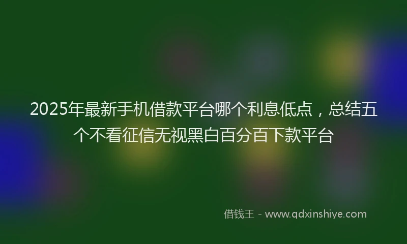 2025年最新手机借款平台哪个利息低点，总结五个不看征信无视黑白百分百下款平台